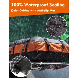 FIVKLEMNZ 21 Cubic Car Rooftop Cargo Carrier Roof Bag Waterproof for All Top of Vehicle with/Without Rack Includes Topper Anti-Slip Mat + Reinforced Straps + 6 Door Hooks + Luggage Lock