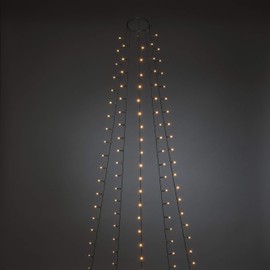 Konstsmide 6484-810 LED Tree Coat with Ring Diameter 8.5 Strands of 40 Amber Diodes, Frosted, Pre-Assembled, with Mica Effect, 8 Hour Timer, Green, 14 V Internal Transformer, Dark Green Cable