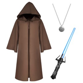 Maryparty Jedi Costume Adult Jedi Uniform Jedi Robe Christmas Cosplay Party Knight Hoodie Costume Uniform Fancy Dress Unisex