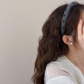 TUCEWP Gray Padded Headbands Vintage Bow Hairband Thick Puffy Headband Soft Fall Chunky Headbands Wide Turban Headband No Teeth Head Bands Hoops Headwear Styling Tools Accessories for Women Girls