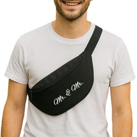 Huuraa Bum Bag Mr. & Mr. Schriftzug Gift Crossbody Bag Black 2.5 liters Mr. & Mr. Schriftzug Gift idea