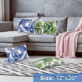 JMGBird Outdoor Pillows Set of 2 Waterproof Outdoor Pillow Covers 12x20 Inch Outdoor Throw Pillow Covers 2 Color Combinations