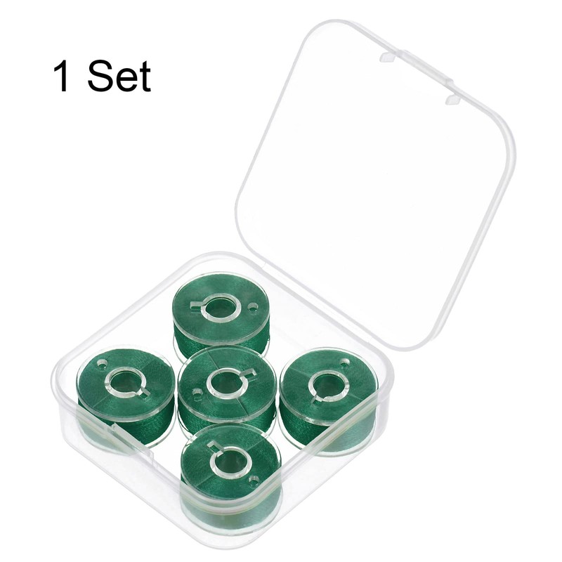 sourcing map Prewound Bobbin Thread Set of 5pcs with Storage