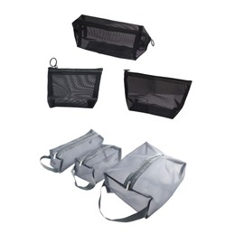 Pokinge 6pcs Empty Cosmetic Travel Bag Mesh Transparent Storage Bag with Zipper,Nylon Lightweight Toiletry Pouch Lipstick Handbag Travel Wash Bag (6 Sizes)