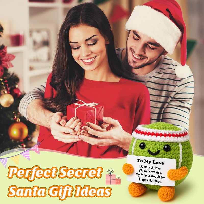 Weming Couple Mini Crochet Tennis Ball Plush with Story Card,