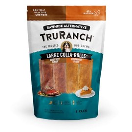 TRURANCH Large Collagen Rolls Roast Beef & Pumpkin Pie, 1 Bag, 8 Count, Holiday Limited Edition, Hydrolyzed Collagen, Rawhide Free, Healthy Limited Ingredients, for Small, Medium and Large Dogs