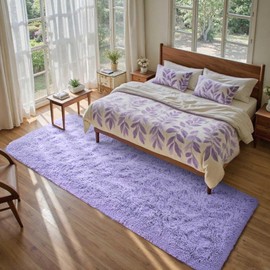 Soft Runner Rugs for Bedroom Living Room, 2x6 Plush Fluffy Rug Carpets, Shag Furry Area Rugs for Nursery Kids Girls Boys Room Home Decor,Purple