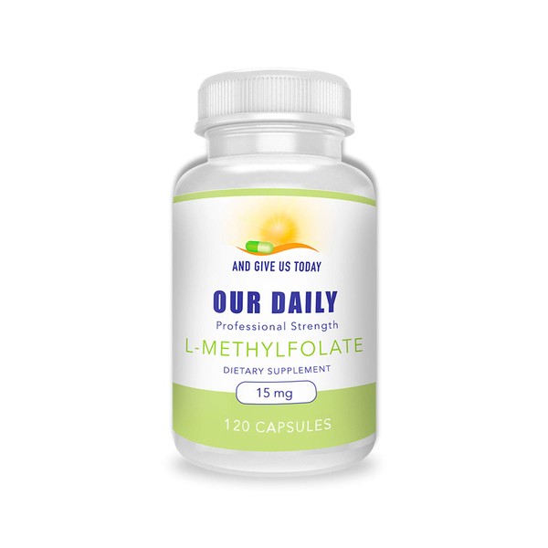 Our Daily Vites L-Methylfolate 15 mg / 15000 mcg Maximum Strength Active Folate, 5-MTHF, Filler Free, Gluten Free, Non-GMO, Vegetarian Capsules (4 Months Supply) (120)