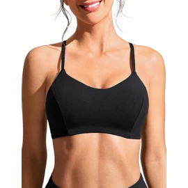 CRZ YOGA Women's Lace Crisscross Bikini Top Swim Sports Bra Workout Swimwear, black