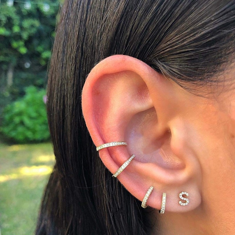 Gacimy Small Silver Huggie Hoop Earrings for Women, 14K White