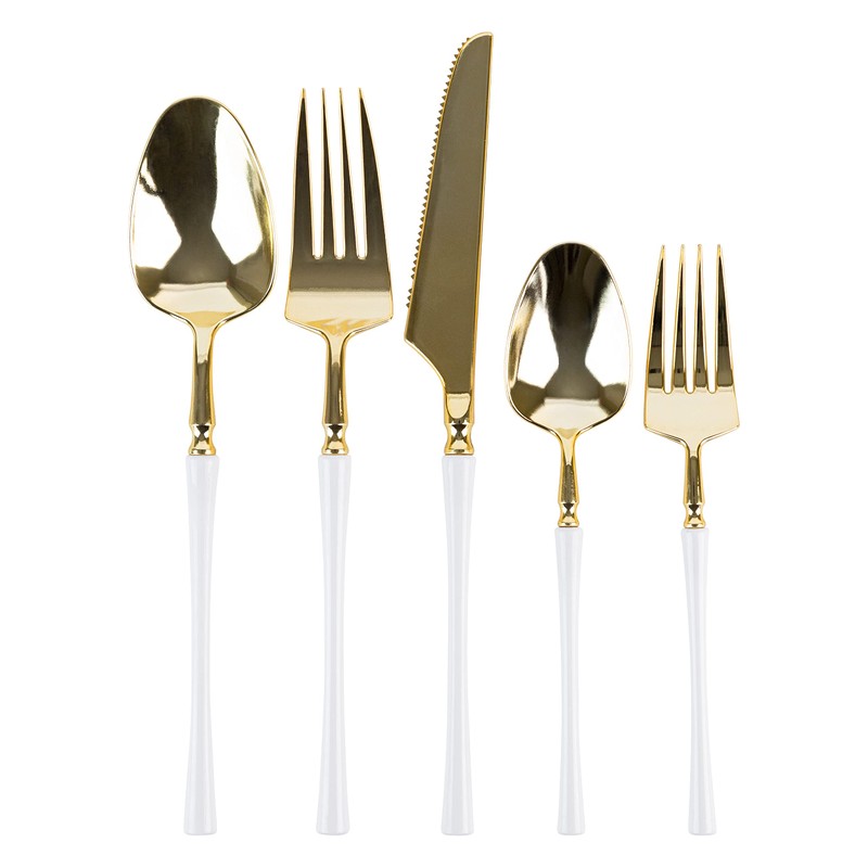 PLASTICPRO 20 Count Gold and White Plastic Knives Premium Quality
