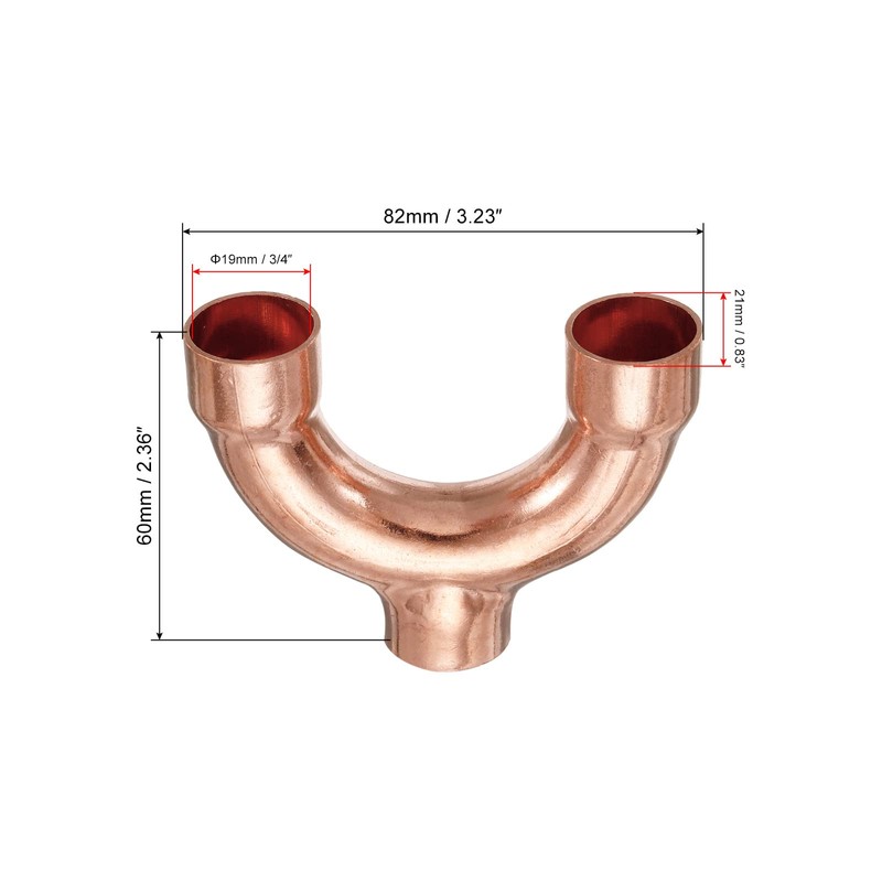 sourcing map Tee Y Shape Copper Fitting Welding Joint Split