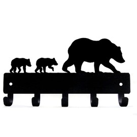 The Metal Peddler Bear & Cubs Key Rack Holder - Small 6 inch Wide x 3 inch high - Made in USA; Wall Mount