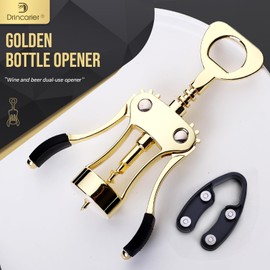 Drincarier Wine Opener, Zinc Alloy Premium Wing Corkscrew Wine Bottle Opener with Multifunctional Bottles Opener, Upgrade