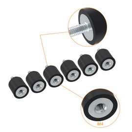 Aracombie M4 Rubber Isolator Mount, Cylindrical Rubber Mounts Shock Absorber, 6pcs Anti Vibration Silentblock for Pump, Garage Motor, Diesel Engines, Air Compressors
