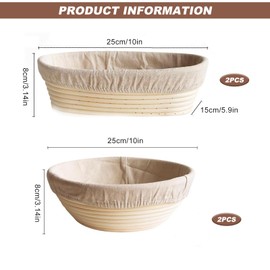 Bread Proofing Basket Cover, Round Oval Bread Banneton Proofing Basket Cloths Liner Cotton Cover for Baking Sourdough 4 Pcs