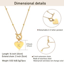 Badu Initial K Chain Necklaces for Women 14K Gold Plated Waterproof Heart Cute Jewelry Gifts Sister, best friend, Birthday，Anniversary or teens