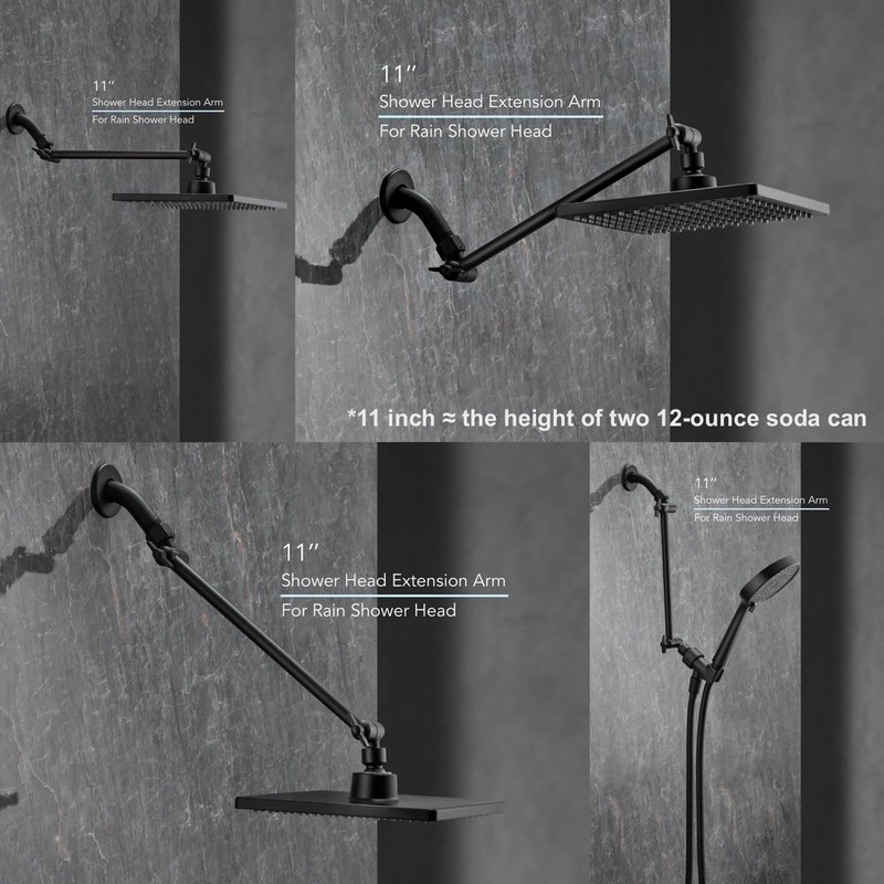 11 Inch Adjustable Shower Head Extension Arm With Locking Set