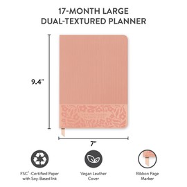 2025 Planner - Textured Daily, Weekly and Monthly Planner 2024-2025, Orange Circle Studio 17 Month Calendar, July 2024 - December 2025, A5 7" x 9.4" - Flowers on Rose Quartz Print