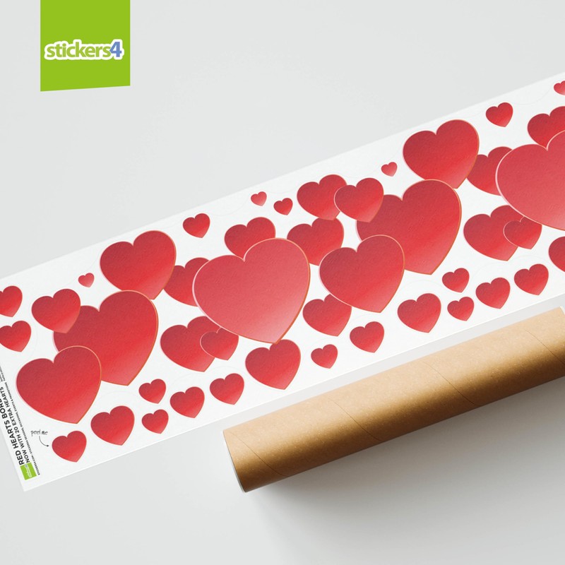 Valentine's Day Window Decorations - Red Hearts Border Window Cling