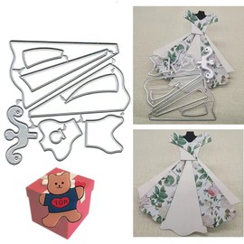 Princess Dress Die Cuts，Women Girl Lady Party Dress Skirt Cutting Dies Cut Stencils for DIY Scrapbooking Photo Album Decorative Embossing Paper Dies for Card Making Templated+Cute Brooch Pin