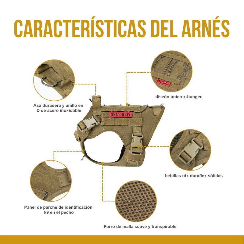 OneTigris Arnés táctico para Perro con asa, arnés Militar para