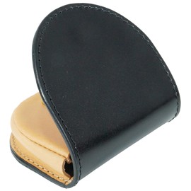 BlissLeather Oil, Cordovan, Genuine Leather Horseshoe-Shaped Coin Case (Interior: Tochigi Leather), Black