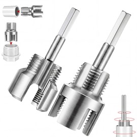 Otoolling Pipe Thread Cutting Tool Integrated Internal & External Pipe Threading Tool Electric Drill Compatible PVC Tube Threader Kit, 1/2", 3/4", 1'' Tube Sizes Rethreading Kit(2 Sizes,Silver,2 Pcs)