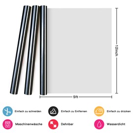 YRYM HT Premium Plotter Film Textile Flex Film for Ironing T-Shirts and Other Fabrics 30.5 cm x 152.4 cm (Black)