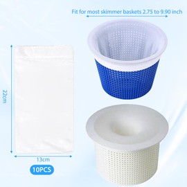 SNONESIY Pack of 10 pool skimmer socks, white filter socks, strainer, skimmer filter net, filter skimmer pool, reusable, for removing pool leaves, foam, insects and small particles