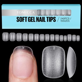 TOMICCA Ultra Short Round Sanded Nail Tip, 15 Sizes, Clear Tip, Natural Fit, Practice, Salon, Self Nail (Round, XS)