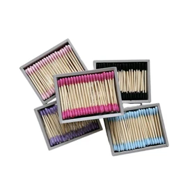 RS ESSENTIAL'S BY LV: Aesthetic Cotton Swabs Sticks Ear Swabs Bamboo swabs 200 Count Cotton Buds In 5 Colorful Colors (Pink)