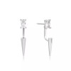 Ania Haie Point Stud Ear Jackets Rhodium-Plated Sterling Silver