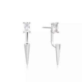 Ania Haie Point Stud Ear Jackets Rhodium-Plated Sterling Silver