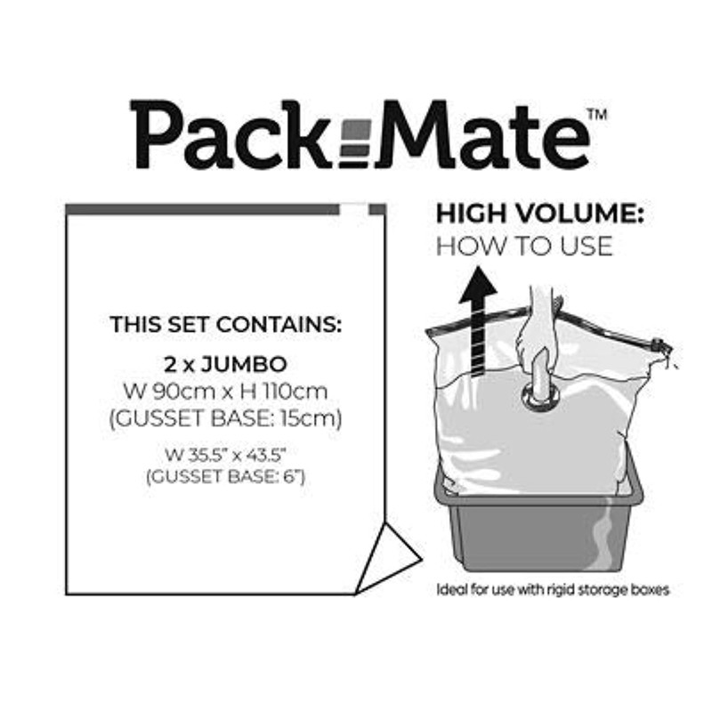 Pack-Mate Jumbo Volume Vacuum Bags, Pack of 2, 90 x