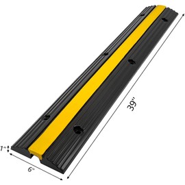 Speedmax Cable Protector Ramps with 24 Bolts 4 Pack of 1 Channel 6600Lbs Load Capacity Rubber Speed Bumps Traffic Protective Cable Wire Cord Ramps Driveway Cable Protector Ramps (1 Channel, 4 Pack)