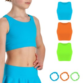 Risalti Bustier Girls American Microfibre 3 Pieces - Top Girls Bustier, Crop Top Girls, Sports Top Girls, Bra Girls, Tops for Girls, Tank Tops, Bracelets Free - Made in Italy, Pack of 3 turquoise,