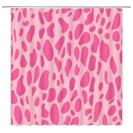 Hot Pink Shower Curtain Leopard Print Spots Fashion Woman Girl Creative Bathroom Decor Fabric Curtains with Hooks