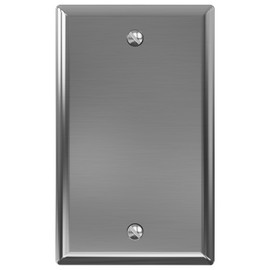 ELEGRP 1-Gang Blank Stainless Steel Wall Plate, Metal Blank Outlet Cover, Standard Size 4.5" H x 2.75 L, Faceplate Cover for Unused Outlets/Switches, Color-matched Screws Included, ETL Listed, 1 Pack