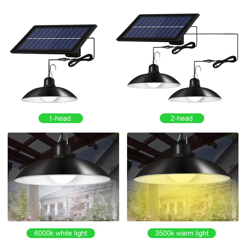 Solar Powered LEDs Ceiling Light Dimmable Shed Lights Patio Chandelier
