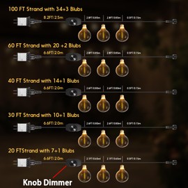 FIBRAVE Outdoor String Lights 40ft LED Hanging Globe Patio Lights with G40 Shatterproof Bulbs(14+1 Bulbs), Waterproof Connectable Hanging Light for Indoor Outdoor Decor Garden Camping Backyard Porch