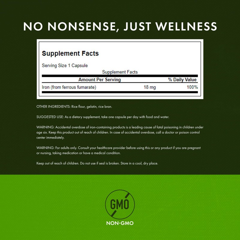 Swanson Iron (Ferrous Fumarate) - Mineral Supplement Promoting Energy Support