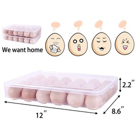 Sooyee 2 Pack Covered Egg Holders for Refrigerator,Clear 2X24 Deviled Egg Tray Storage Box Dispenser,Stackable Plastic Egg Cartons,Egg Holder Countertop(48 Eggs)