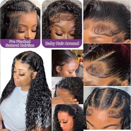 Nicewig 20inch HD Lace Frontal Closure Water Wave 13x4 Invisible SKINLIKE Lace Front Human Hair, New Upgrade Pre-Plucked Natural Hairline with Baby Hair Natural Wavy Curly