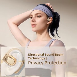 HJX M62 Open Ear Earbuds 55H Long Battery Life Bluetooth 5.3 Wireless Sports Earbuds with LED IPX7 Waterproof Type-C Charging Stereo Clear Call(Off White)