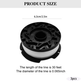 3 Pieces Replacement Autofeed Spool A6481 A6485 Spool Line Compatible with Black Decker 30"x 0.065" Replacement Spool for Reflex Strimmer ST5530-GB GLC3630L20-GB STC1820PC-GB BESTA530-GB BESTA525-GB