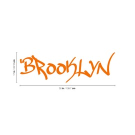 Vinyl Wall Art Decal - Brooklyn - 17" x 55" - Cool Graffiti Mural Design Modern American USA East Coast City Home Bedroom Living Room Mural Indoor Outdoor Decoration Adhesive