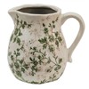 Beige and Green Ceramic Vase, Farmhouse Pitcher Vase with Handle,