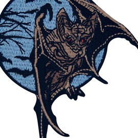 Zegin Vampire Bat in Dark Night Patch Embroidered Applique Badge Iron On Sew On Emblem