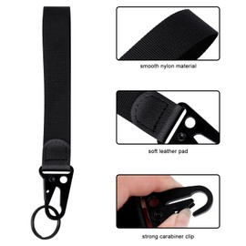 Yolev Wrist Lanyard Key Chain Wristlet Strap Keychain Holder Lanyard with Metal Key Rings for Car Keys ID Badges Card (Black)